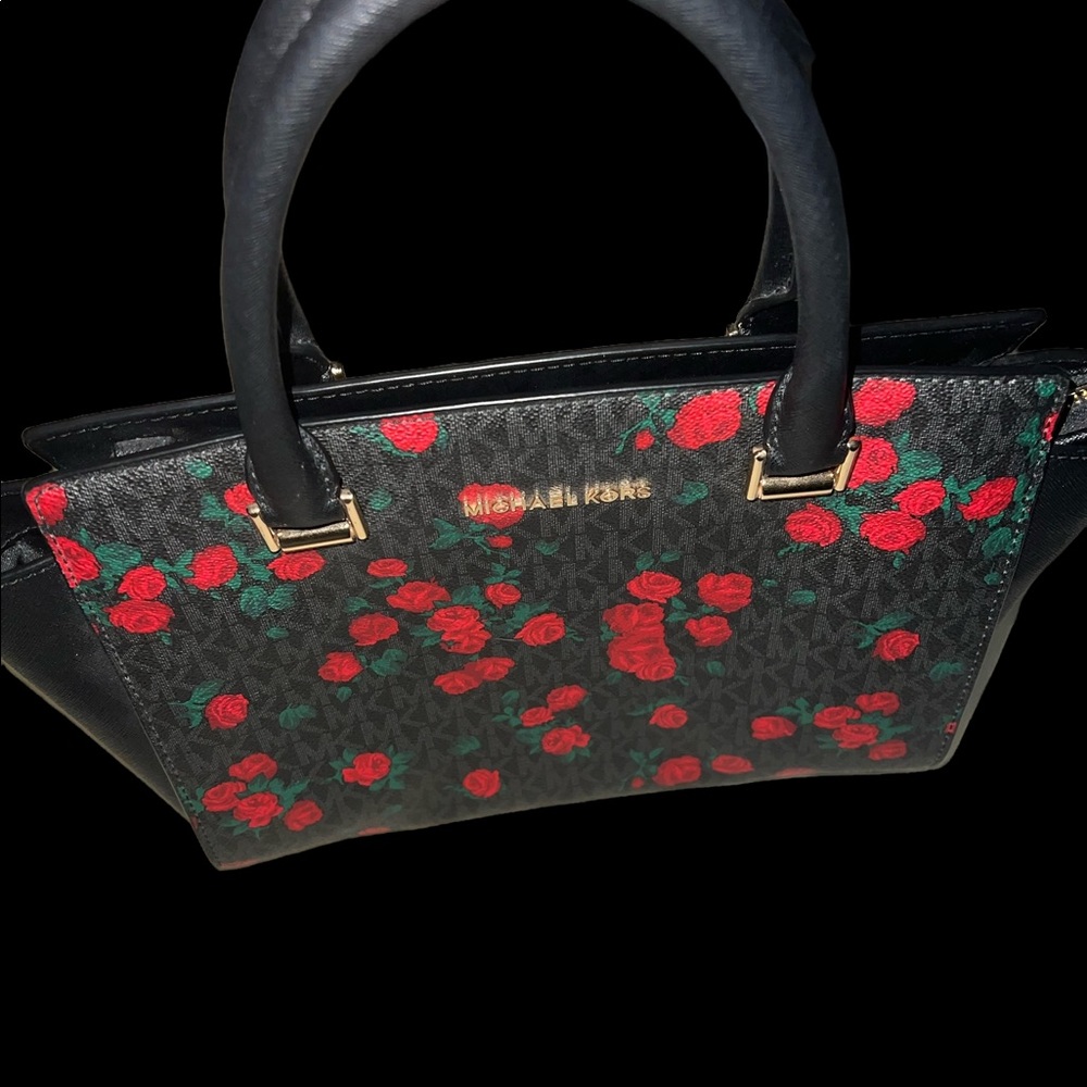 Michael Kors exclusive purse with printed roses 100% Italian leather